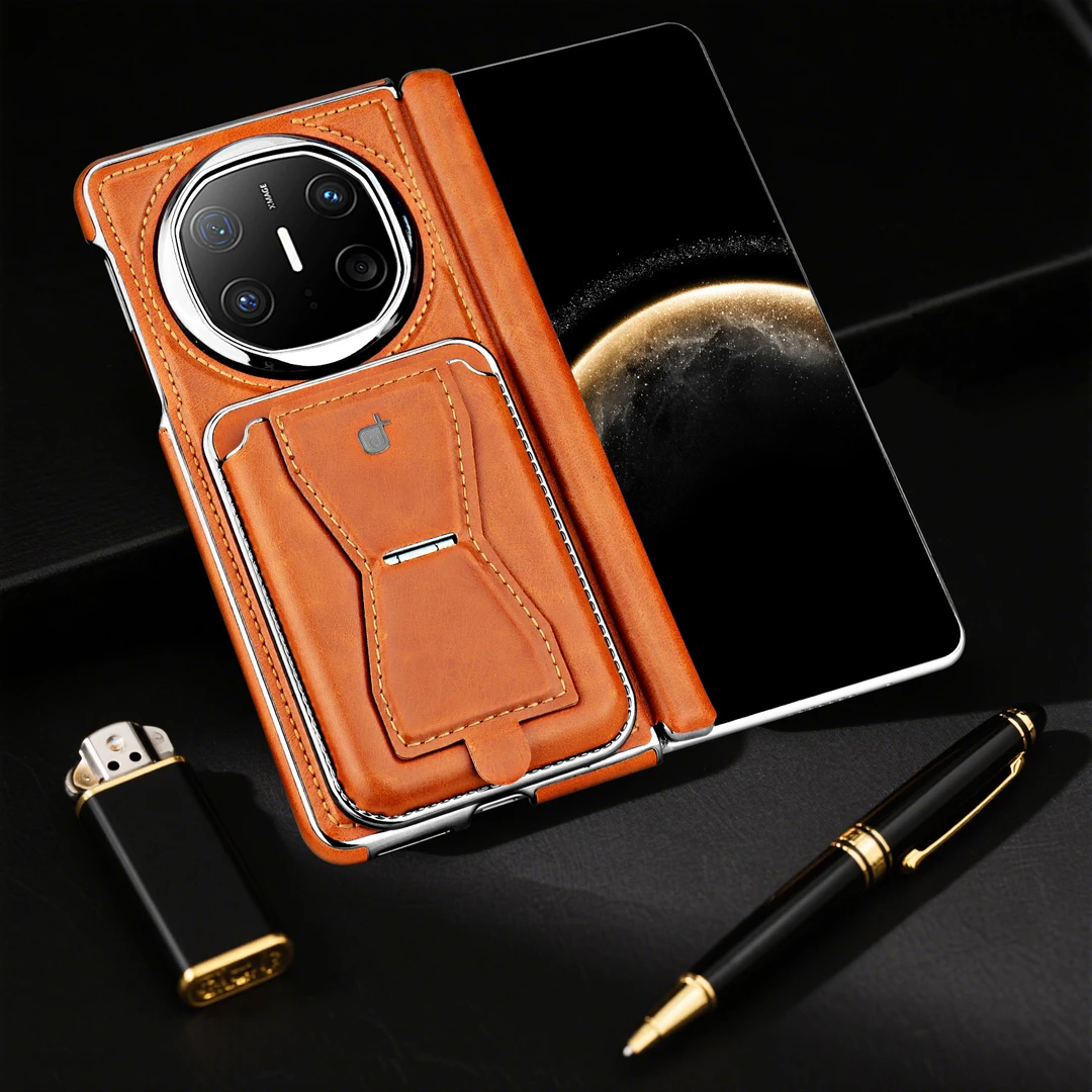 适用于华为MateX6磁吸插卡支架手机壳高档商务matex5包中轴x3后壳