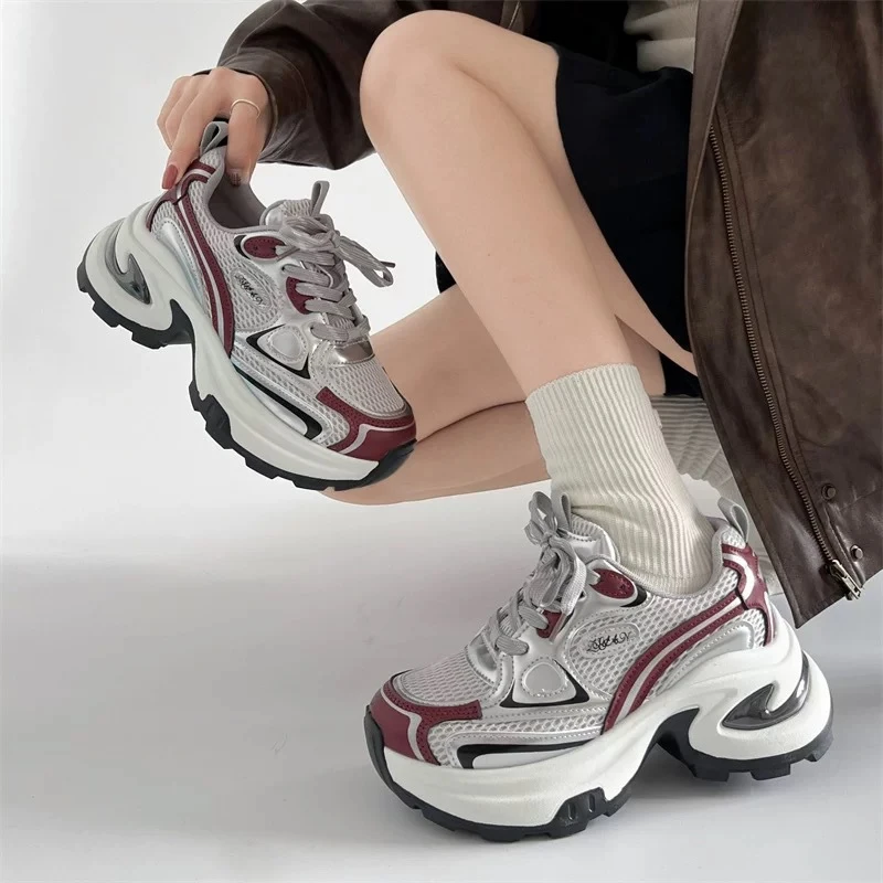 爆款百搭厚底老爹鞋女春秋小个子增高2025新款炸街欧货运动休闲鞋
