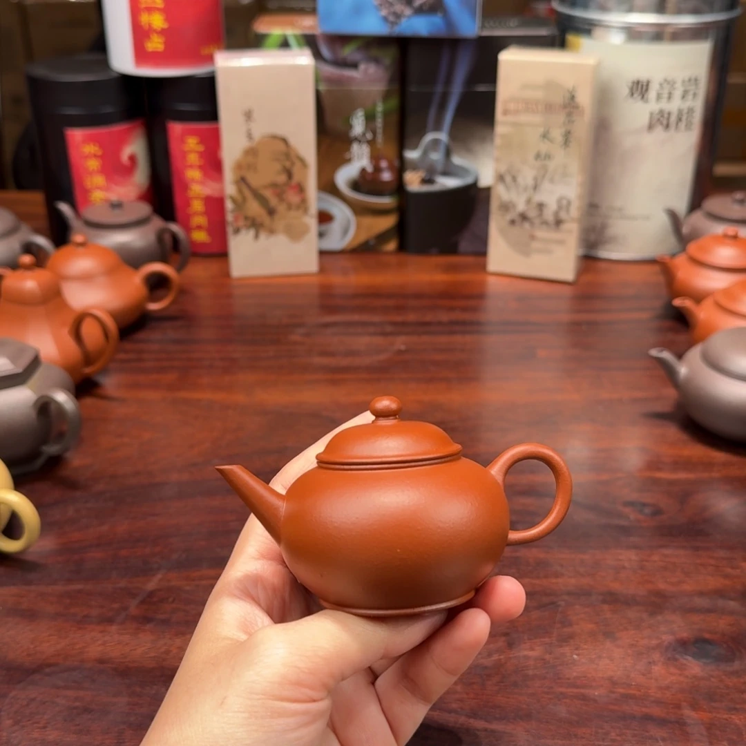 茶壶紫砂小煤窑朱泥 昌记水平壶