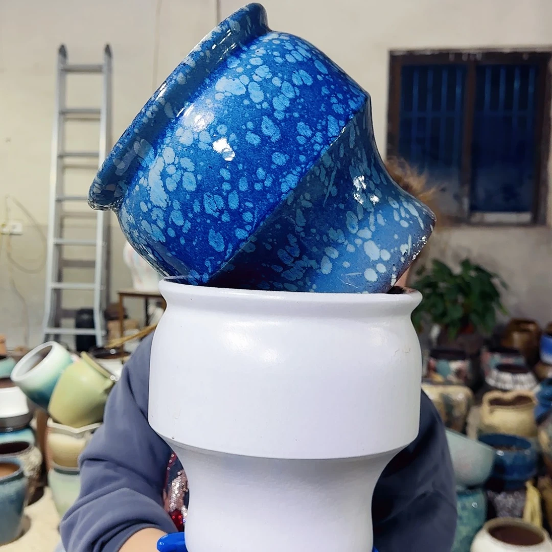 紫砂花盆高21口20