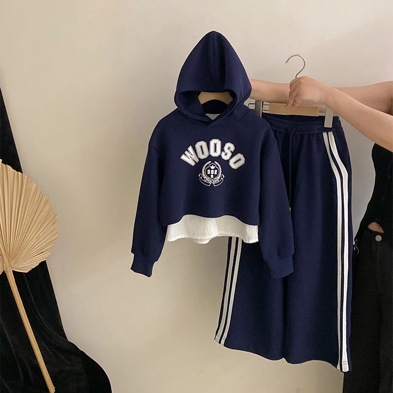 【安安家】女童秋装2025新款中大童洋气时髦卫衣工装裤两件套R25448