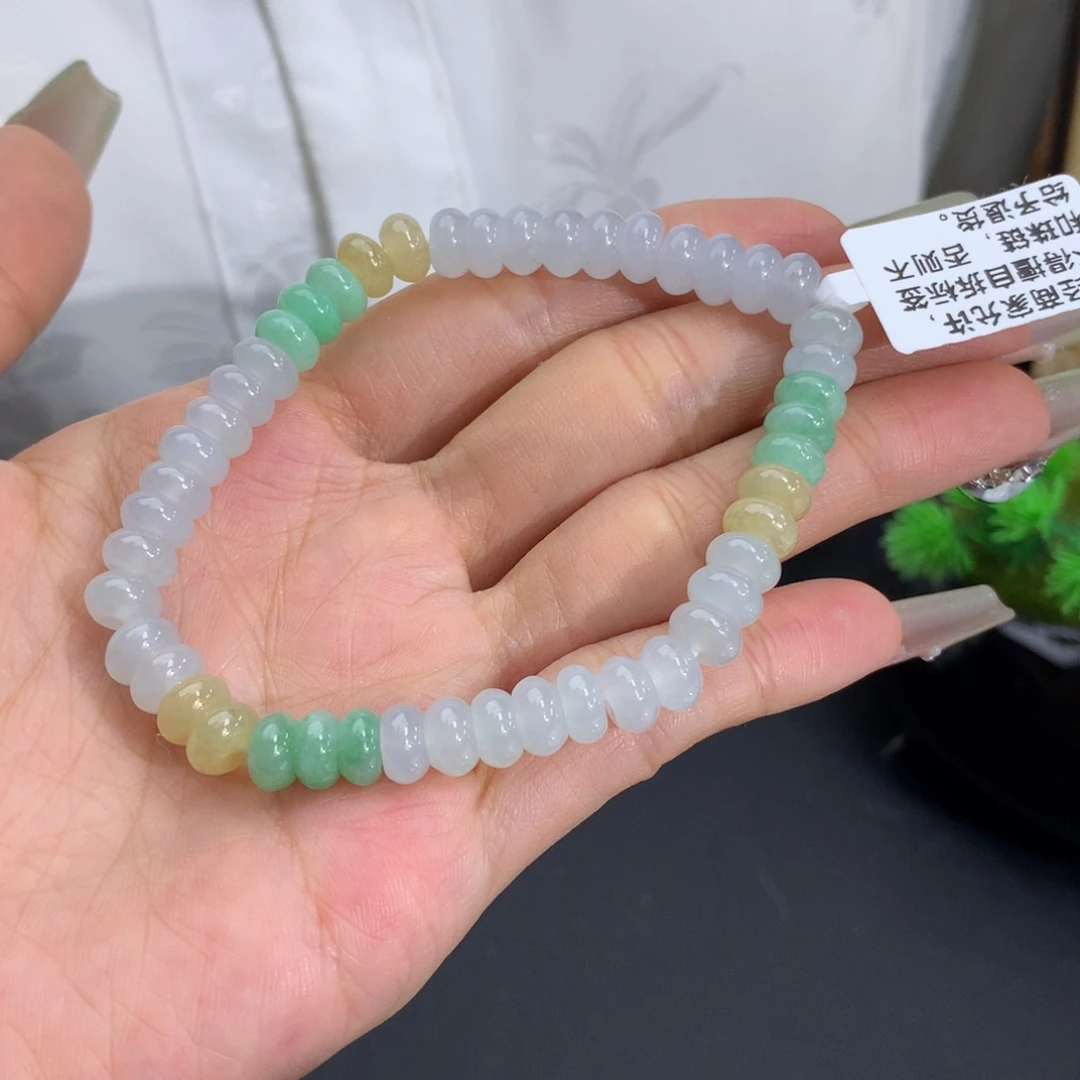 未镶嵌手链翡翠卡6.9胶润算盘手串