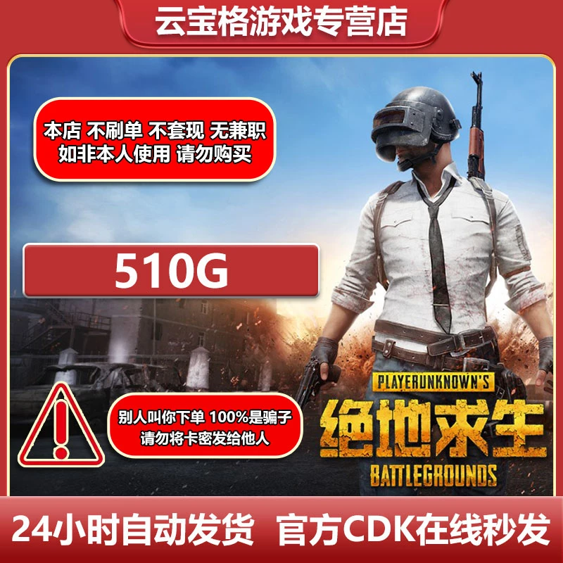 PUBGG币绝地求生G币金币吃鸡gb游戏币皮肤点卷510G币CDK激活码