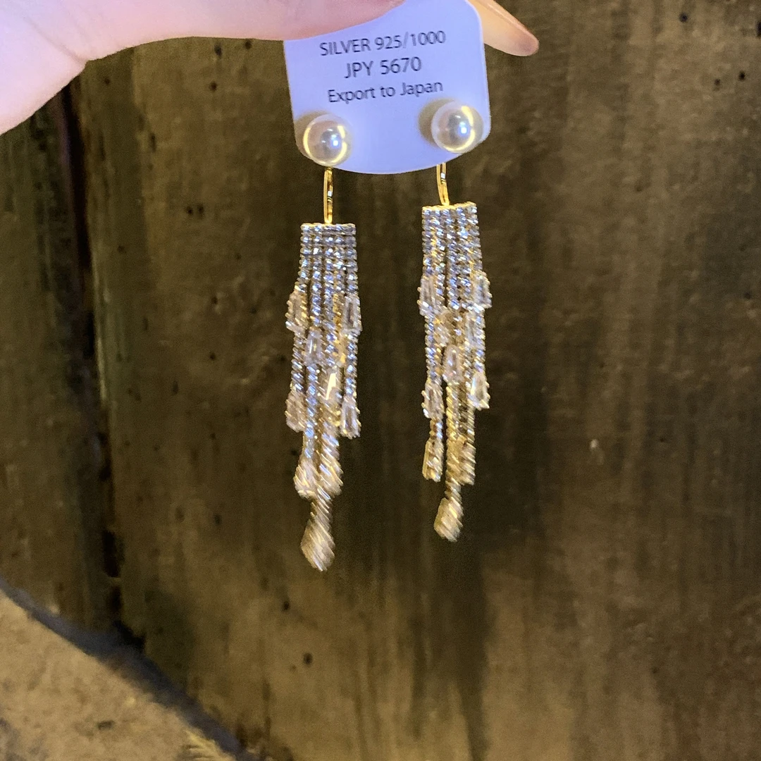 铜合金仿珍珠耳饰 复古法式精致气质前后戴耳环爆闪名媛千金耳饰