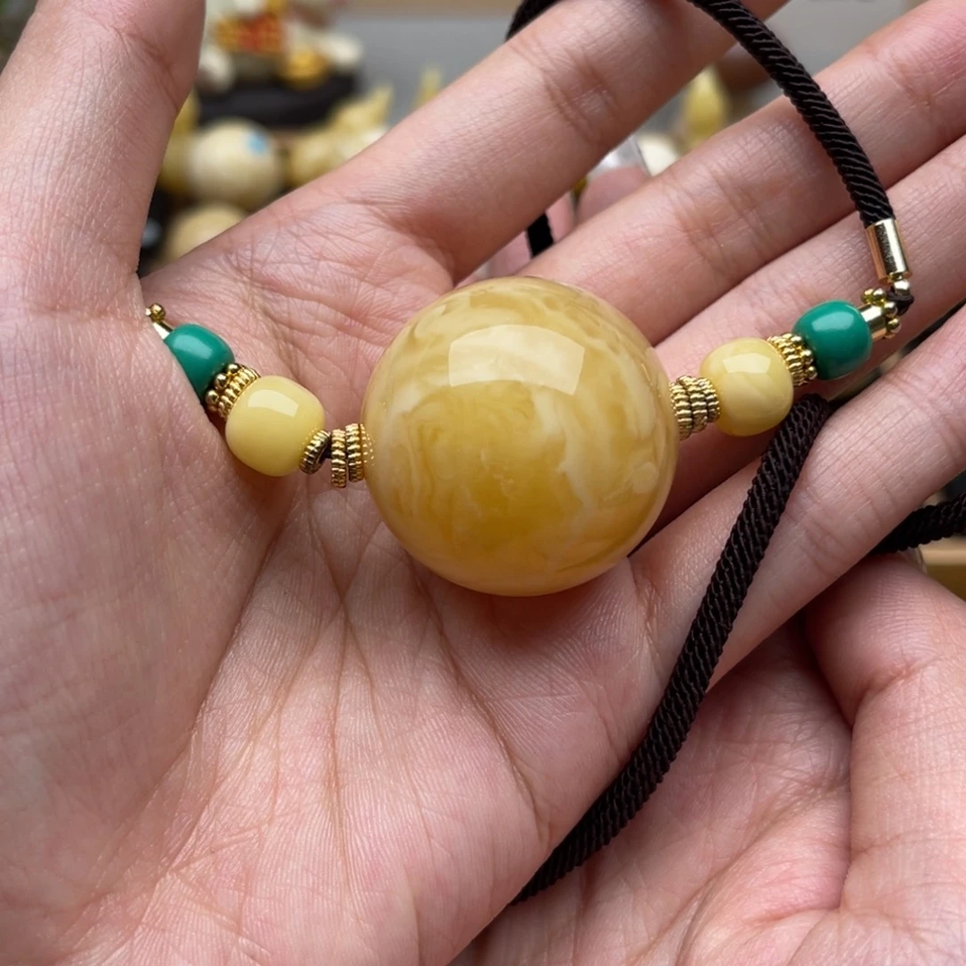 琥珀未镶嵌裸石蜜蜡锁骨链