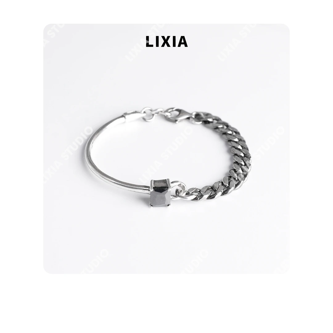 925银手链 LIXIA【弧度美】韩国定制时尚设计款精致银手链-D9756