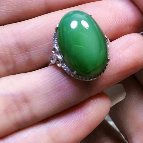 和田玉银S925镶嵌戒指