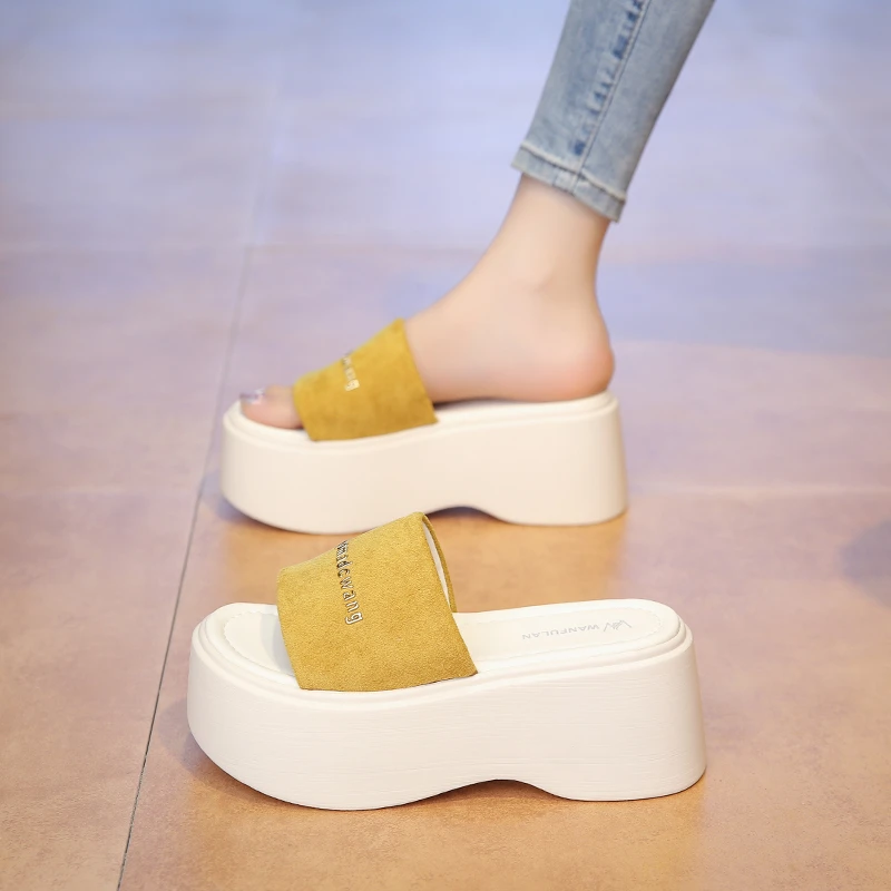 小码33厚底增高拖鞋女外穿2025夏季新款松糕鞋小个子高级感一字拖