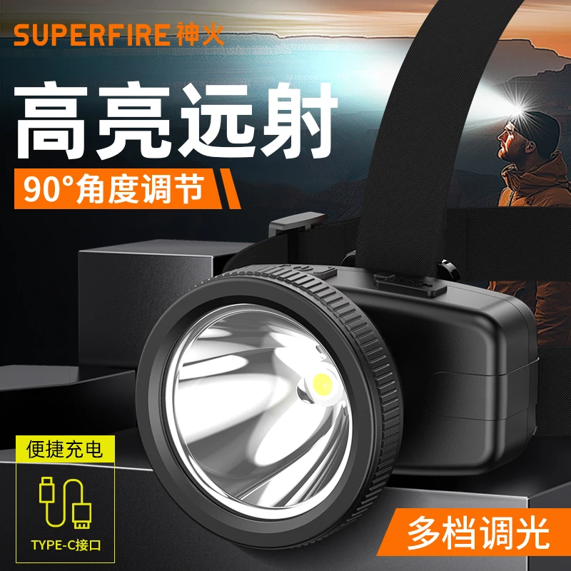 神火HL55感应头灯强光充电头戴式高亮户外夜钓led长续航照明矿灯