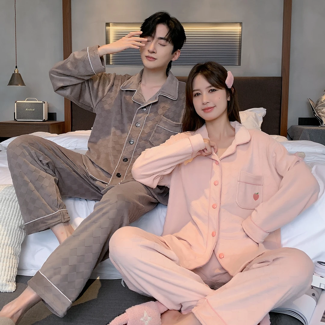 兰麦菓【情侣海岛绒】加绒保暖睡衣套装2025秋冬简约款家居服可外穿