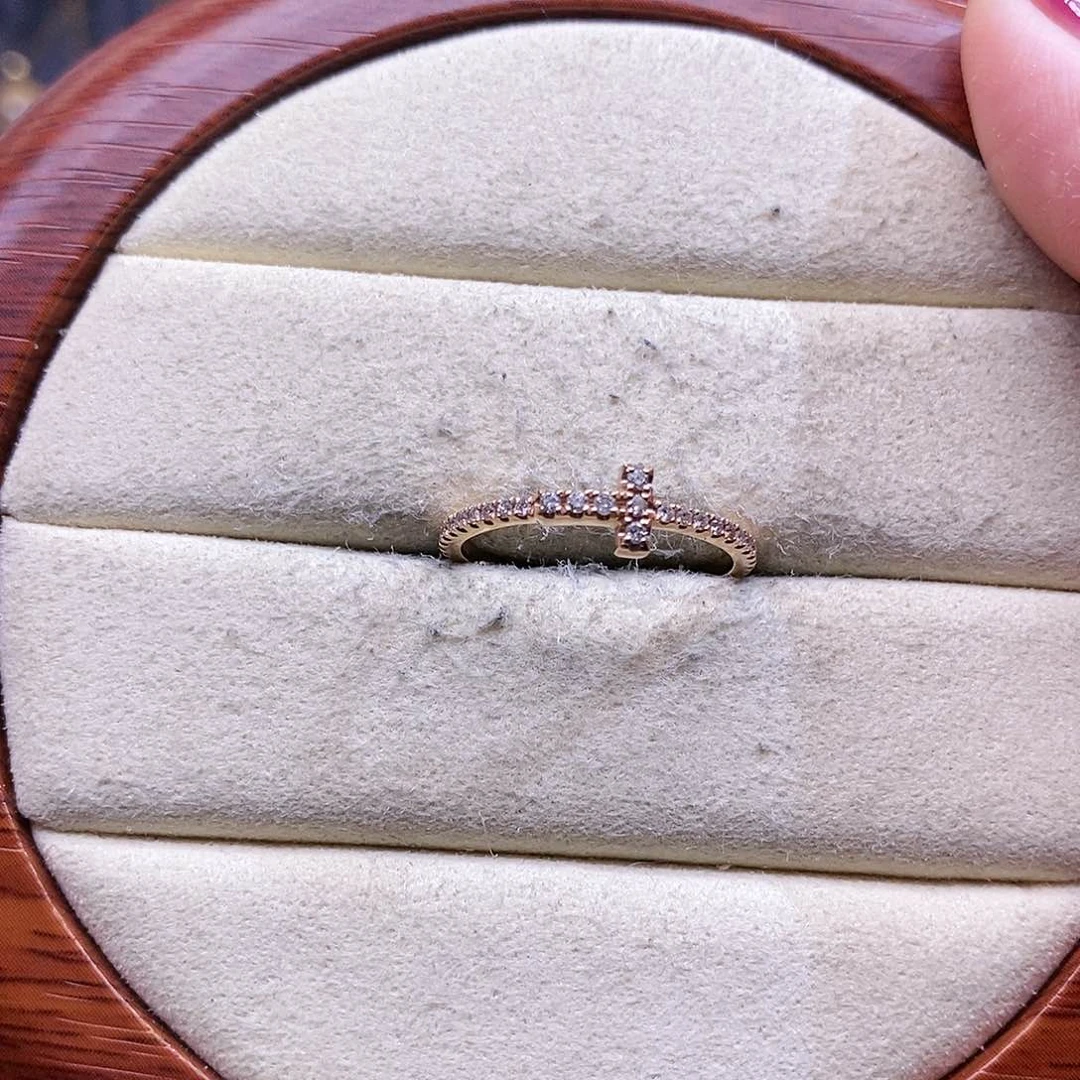 钻石戒指/指环18K金镶嵌k玫t1满钻戒指