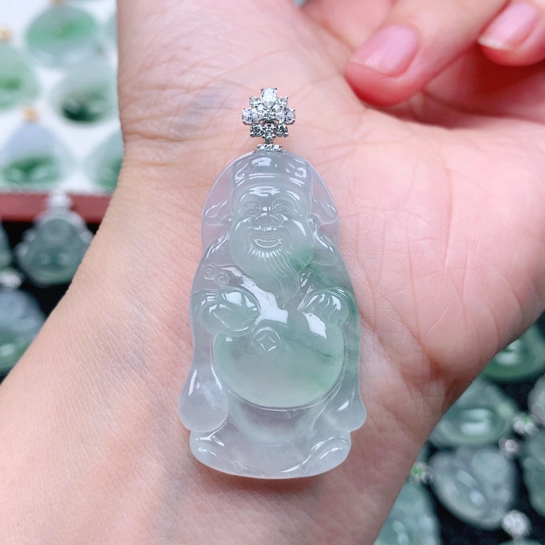 吊坠(不含链)18K金镶嵌翡翠