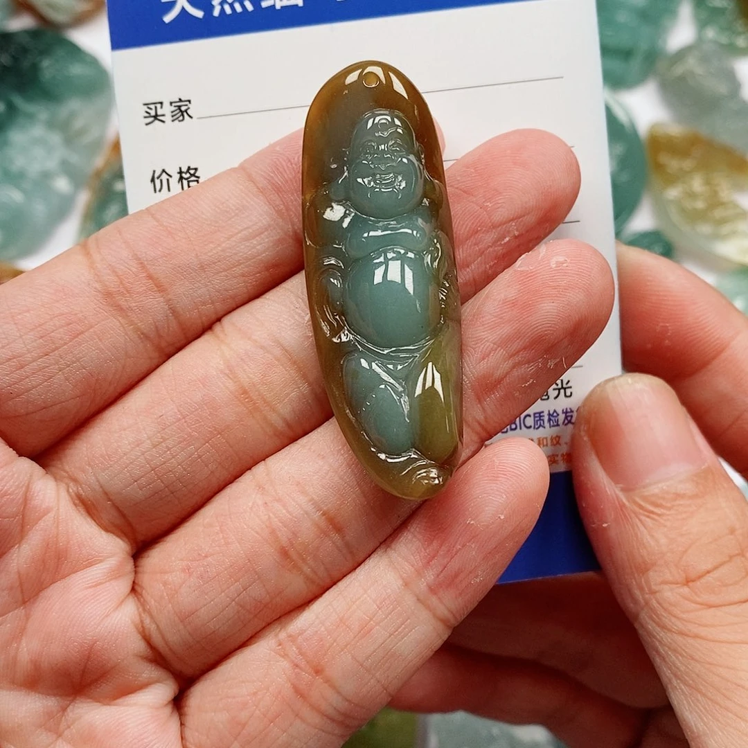 颈饰未镶嵌翡翠布袋佛
