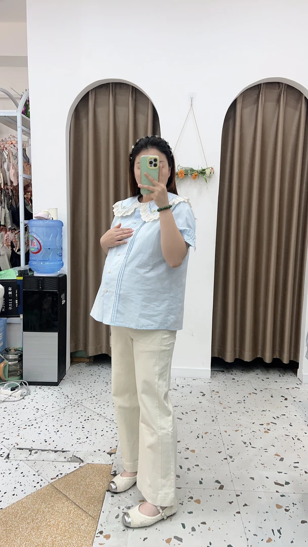 【真爱妈咪】6207夏季孕妇娃娃款刺绣小清新小衫短袖