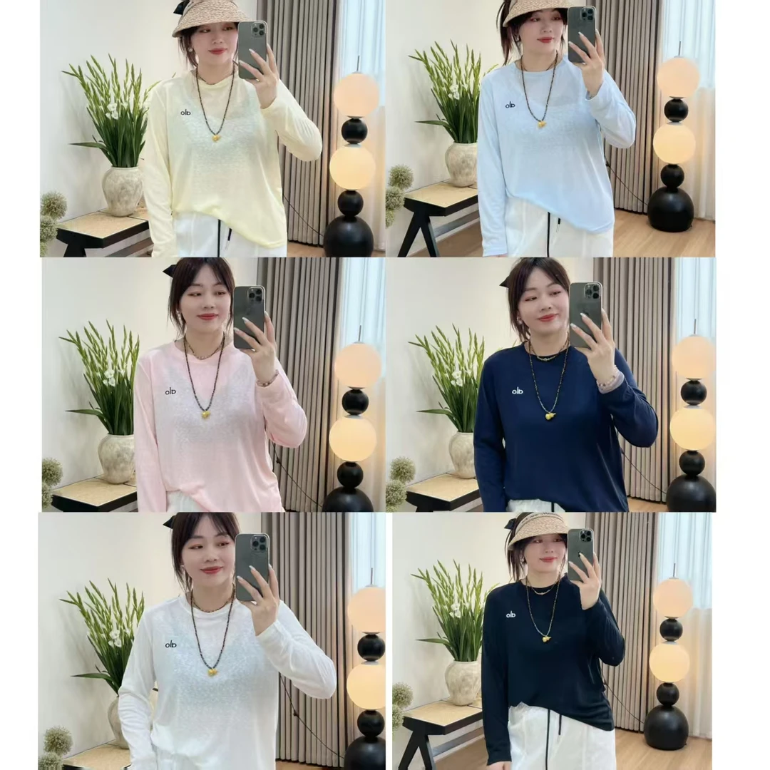 ins纯色字母刺绣圆领空调罩衫