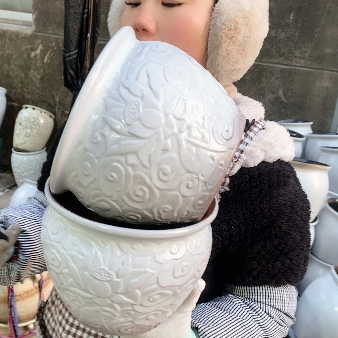 紫砂花盆瑕疵口20高16瑕疵