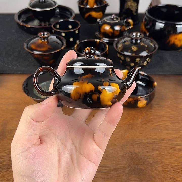 壶玳瑁釉迷你小品壶