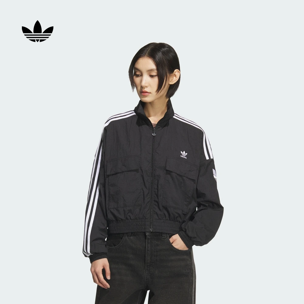阿迪达斯三叶草女款宽松运动休闲夹克外套运动服KG8512