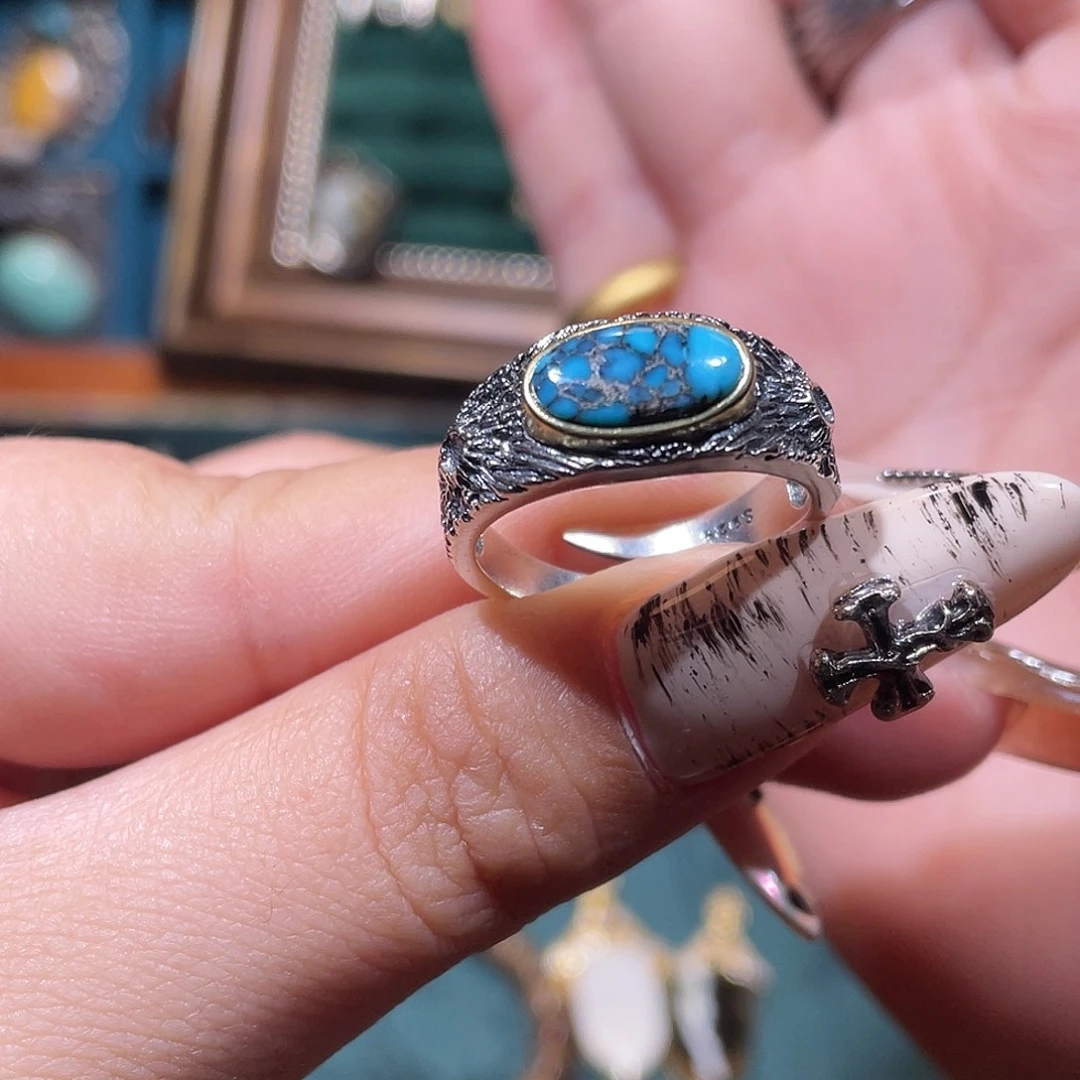 绿松石银S925镶嵌戒指戒指