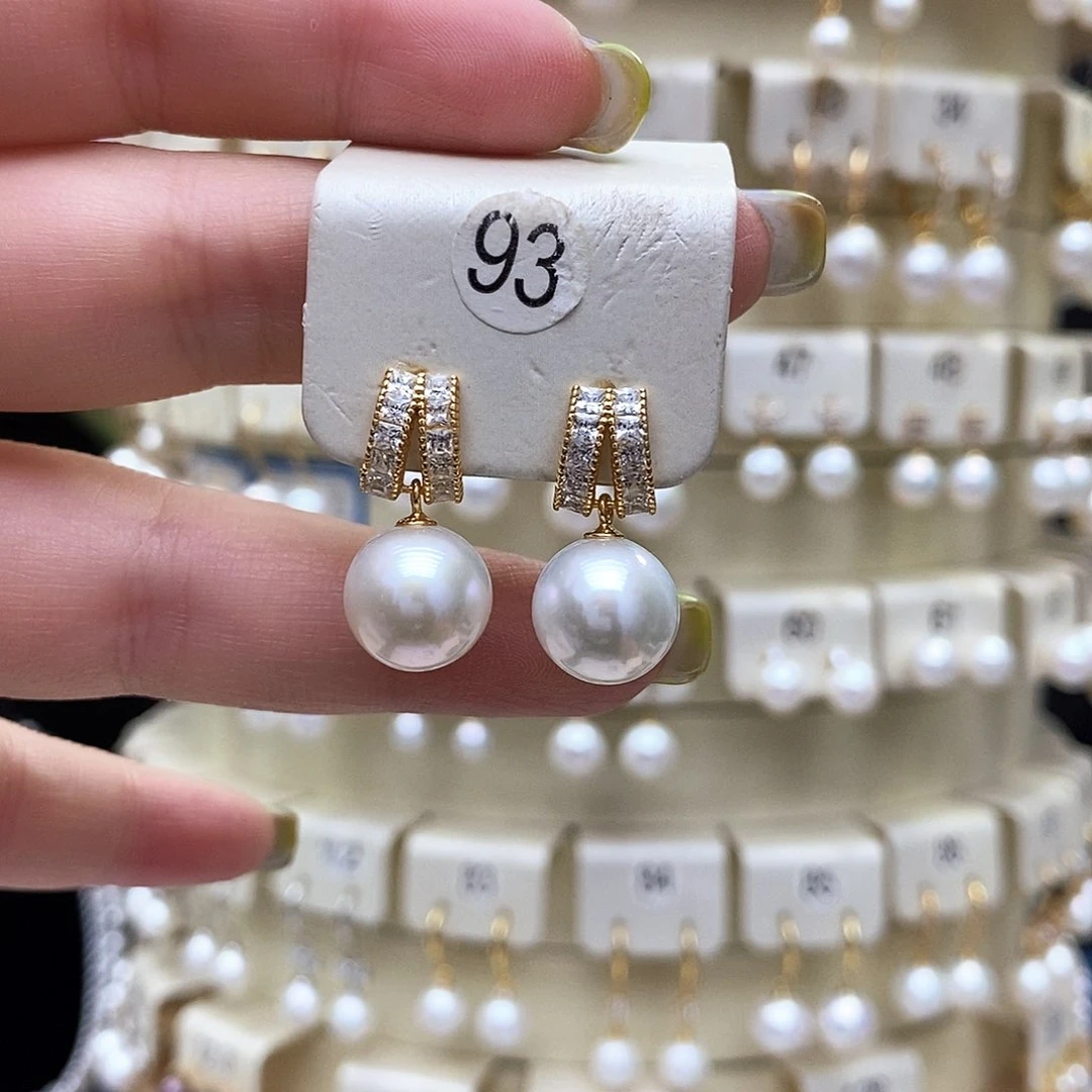 银S925镶嵌淡水珍珠耳饰