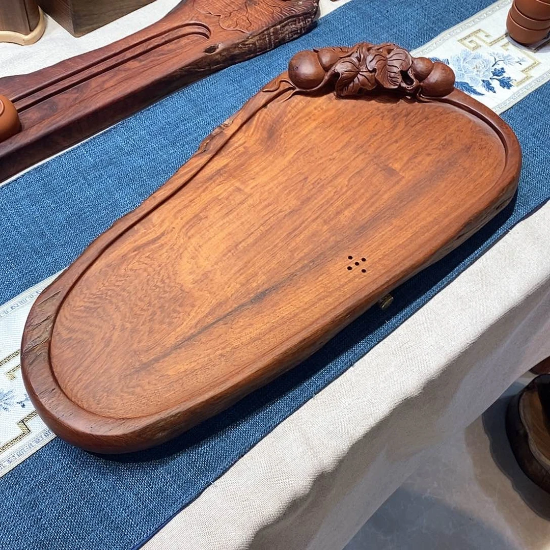 蒙*查缅甸花梨湿泡茶盘