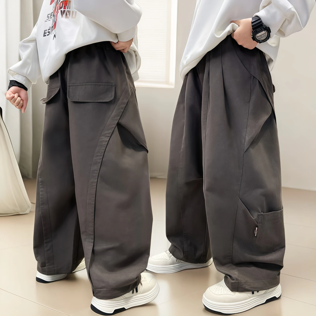 男童秋装工装裤时髦洋气2025新款儿童休闲裤裤子中大童帅气青少年