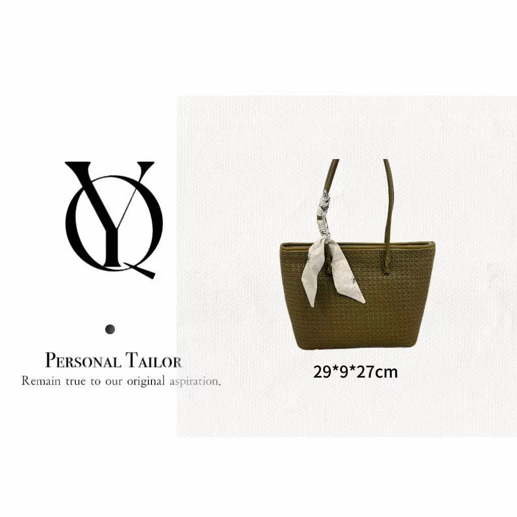 YUQIAO/【Tote】植鞣牛皮编织托特中古橄榄绿YQ231-75109