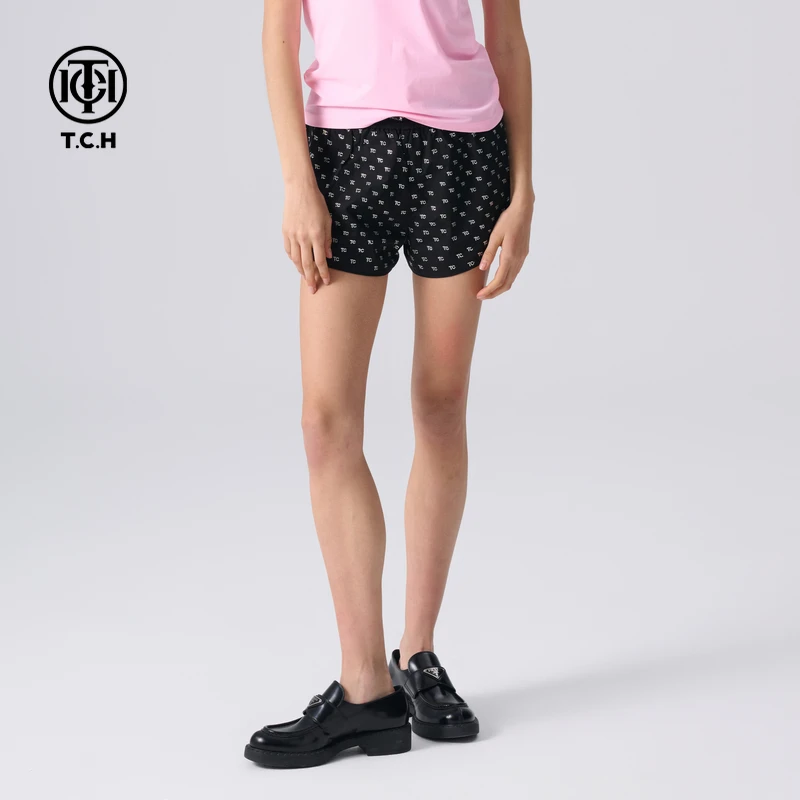 (现货）TCH 2025夏新款轻奢重工烫钻休闲短裤女时尚显瘦三分裤T72B