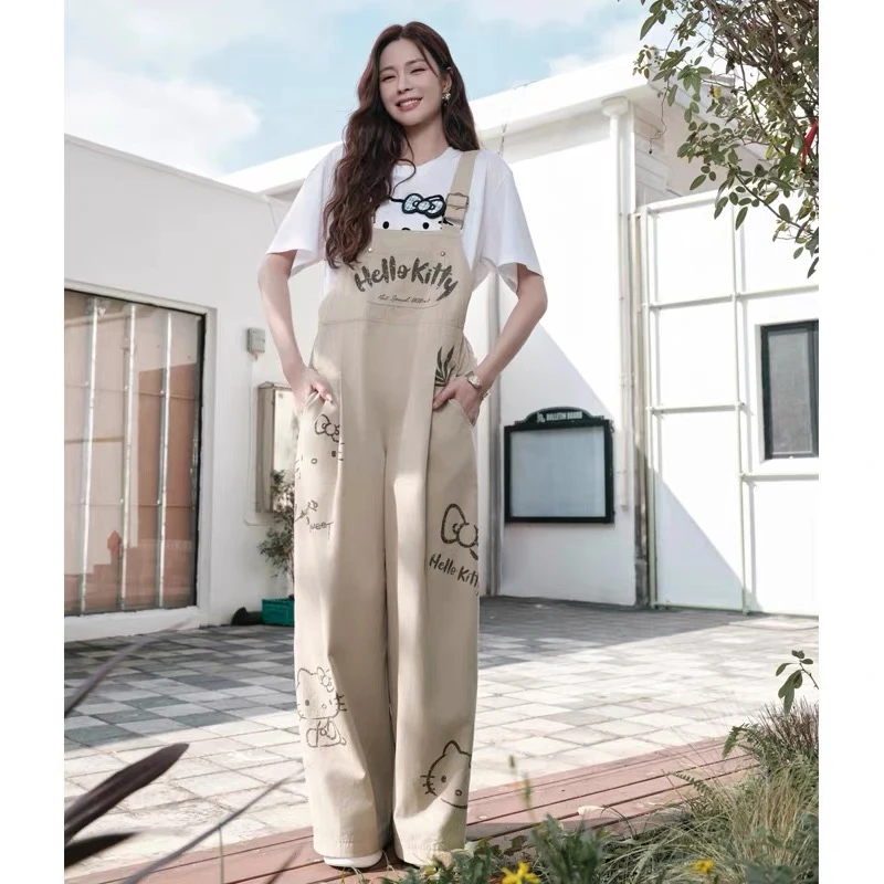 2407原单商场沈梦辰同款童趣涂鸦印花休闲阔腿直筒工装裤