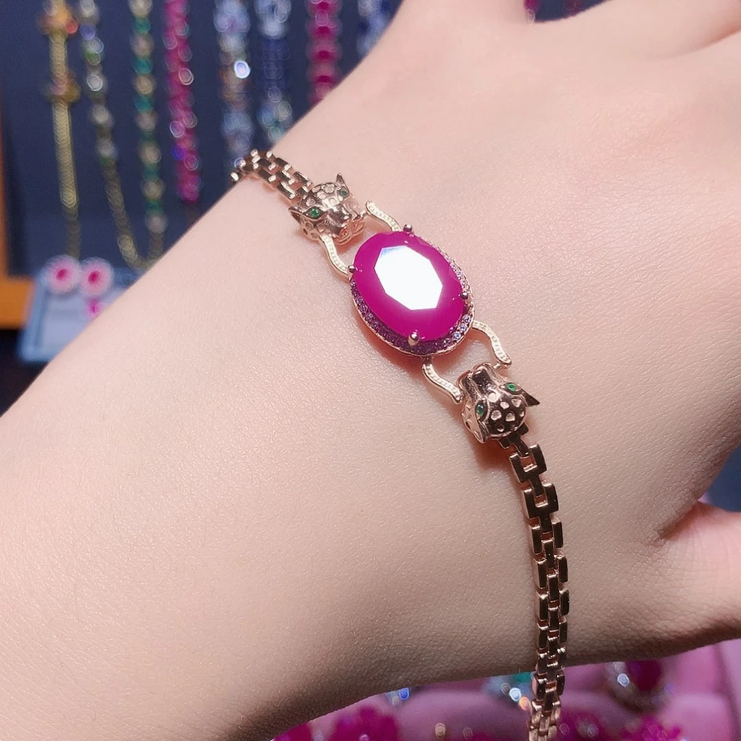 手链银S925镶嵌红宝石