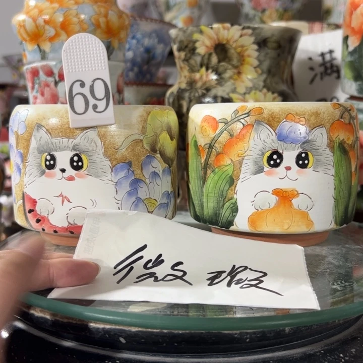 景德镇手绘花盆满38包邮偏远地区除外