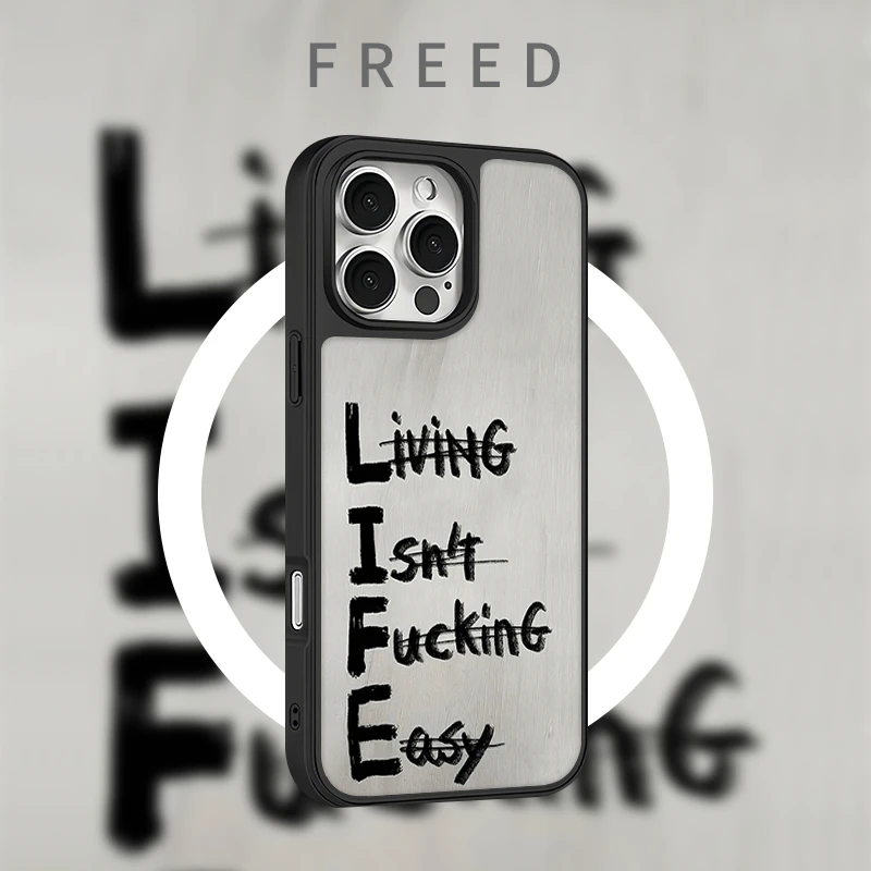 FREED涂鸦英文适用于苹果17promax磨砂磁吸16/15个性14手机壳13