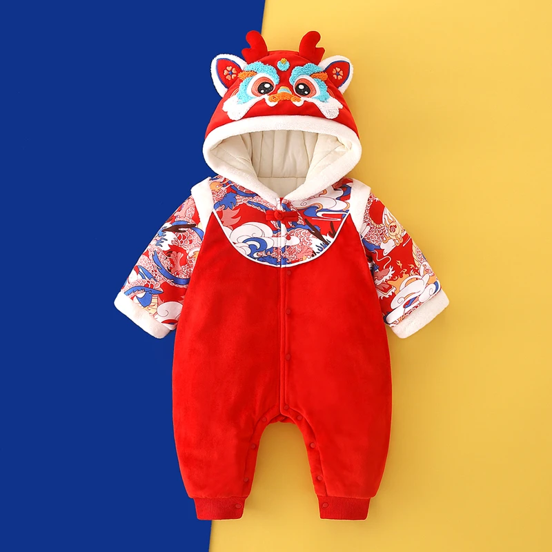 [加棉加厚-冬款]男女满月百天周岁连体礼服龙年冬季爬服6276/6281