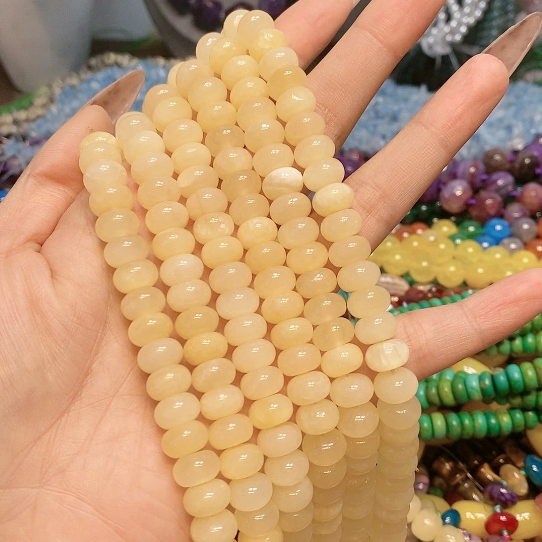 玛瑙/玉髓散珠天然黄玉10mm短条
