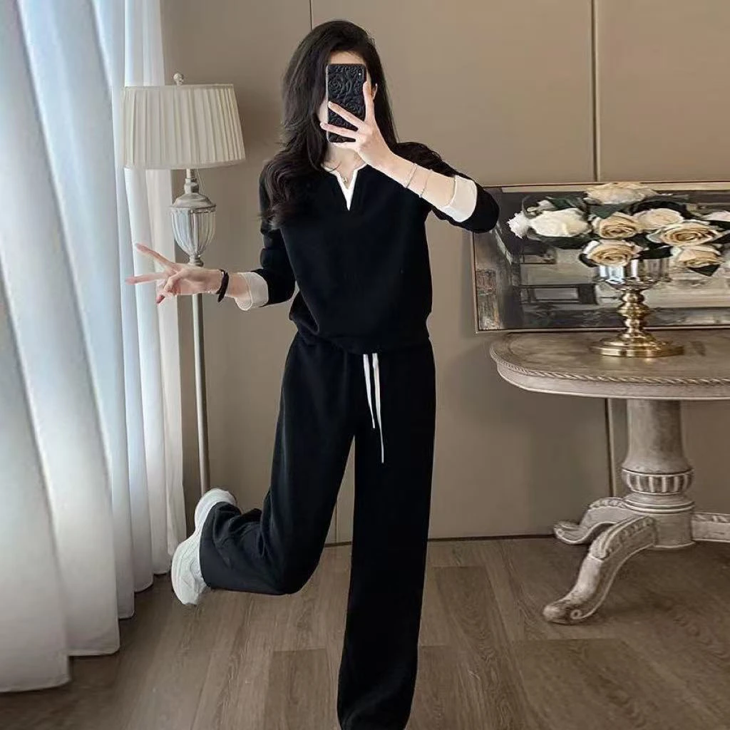 休闲运动套装长袖显瘦阔新款春秋高级感减龄时尚一整套两件套