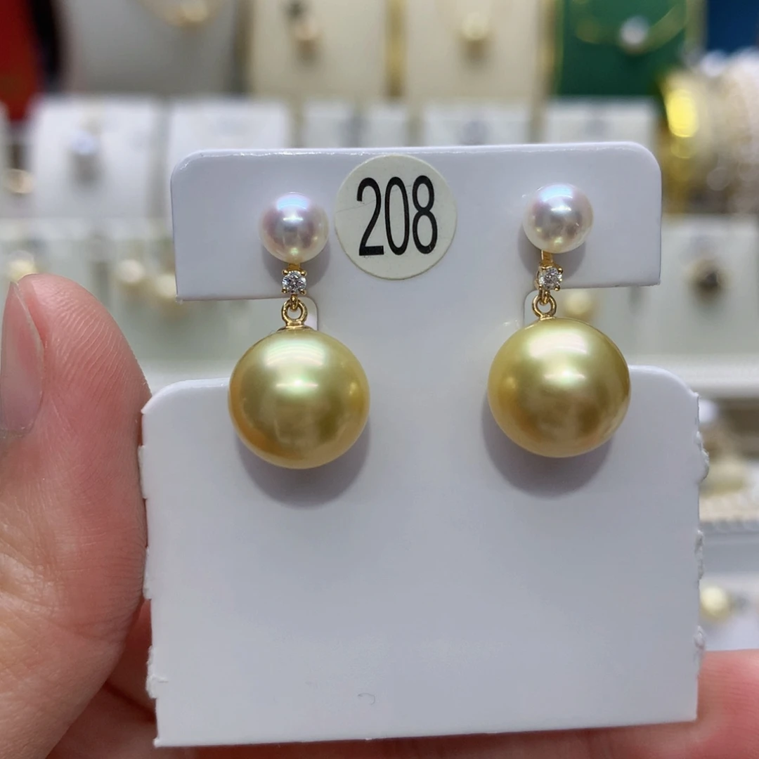 18K金镶嵌耳饰海水珍珠