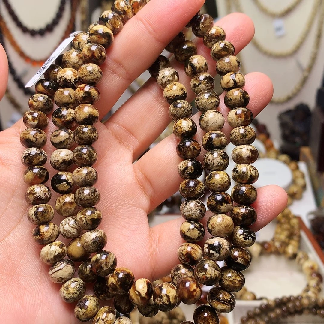 琥珀未镶嵌裸石云端黑白花9-13