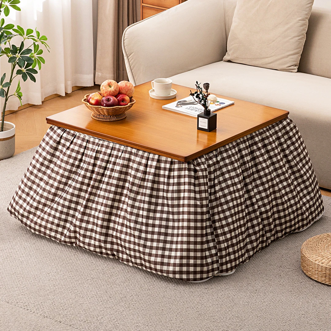 烤火桌子家用可折叠实木烤火架冬季取暖长正方形炕桌简易新款餐桌