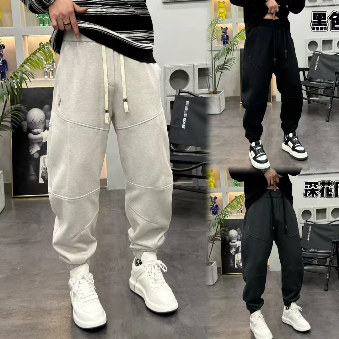 品质款高级感立体剪裁设计纯色休闲裤裤子显瘦百搭男款卫裤25060