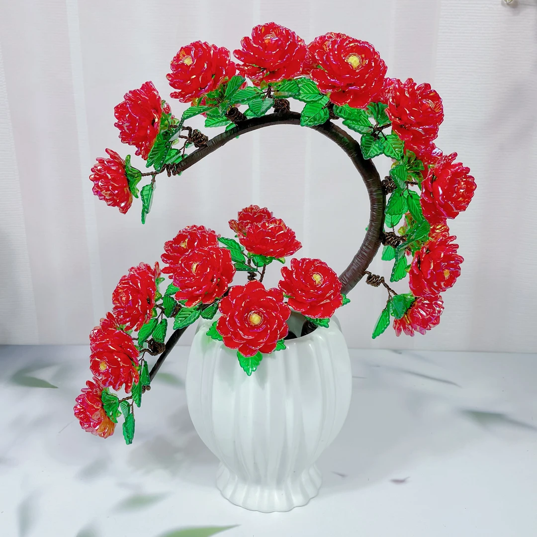 花好月圆 牡丹花造型材料包（不含花瓶）手工DIY材料包