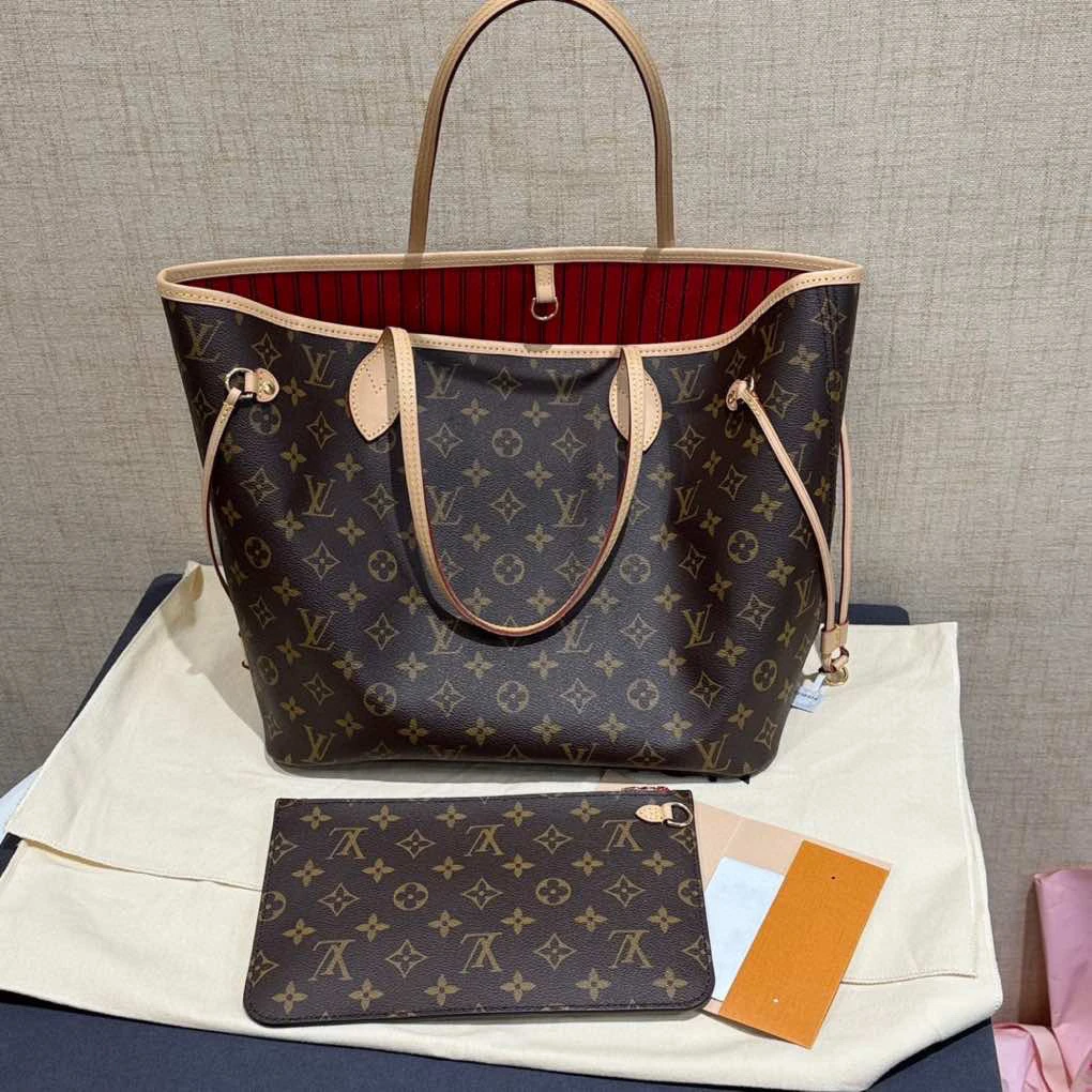 99新 LouisVuitton/路易威登 老花neverfull 中号单肩包 芯