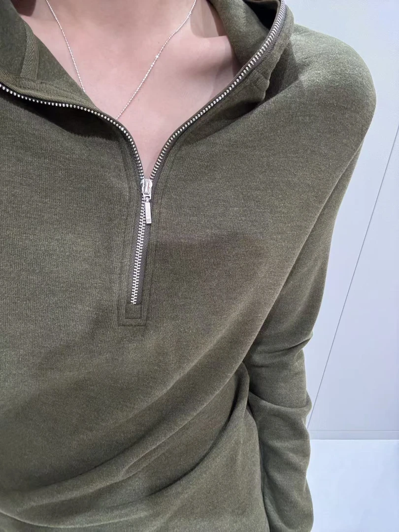 CJ女士连帽半拉链长袖打底衫