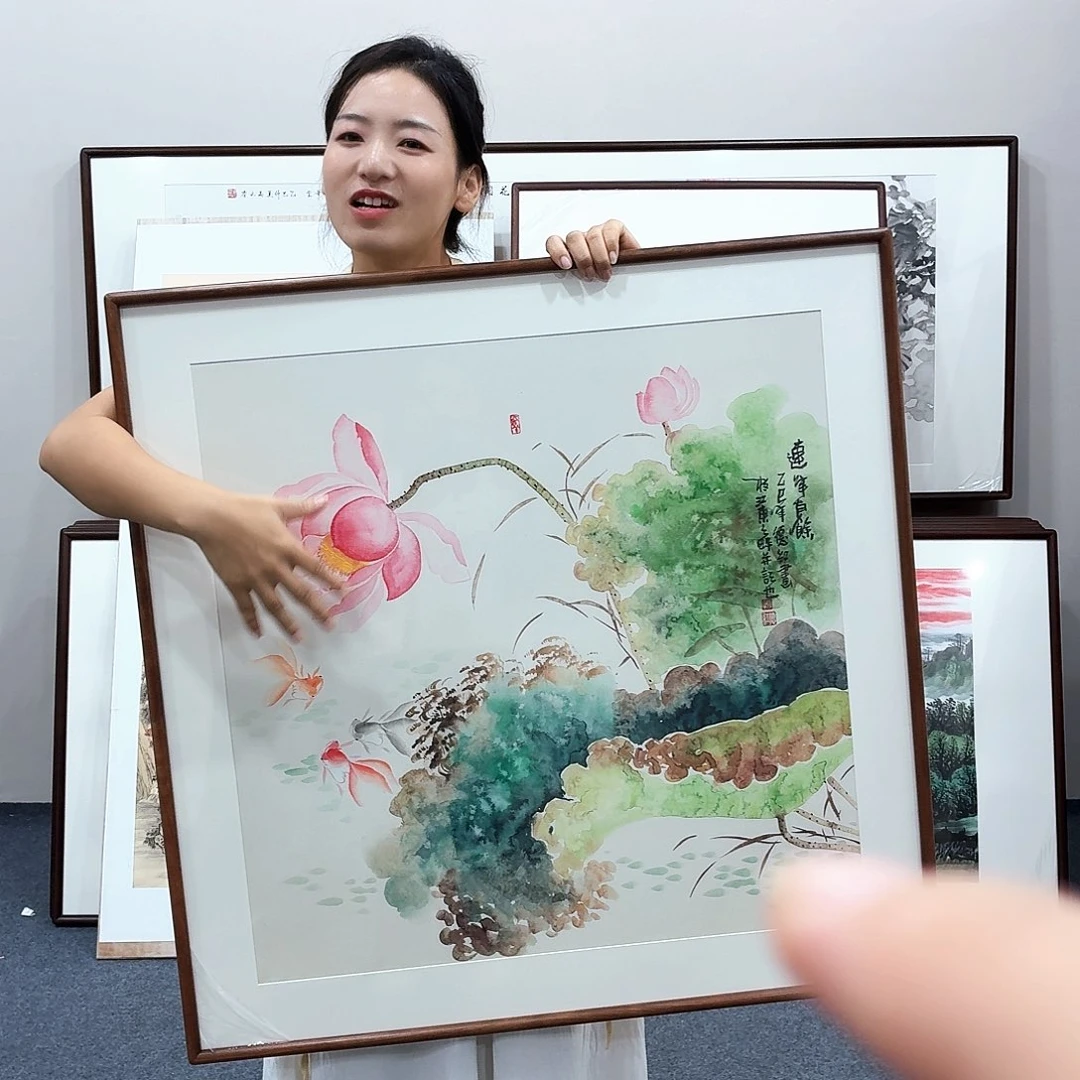 国画手绘作品80×80尺寸