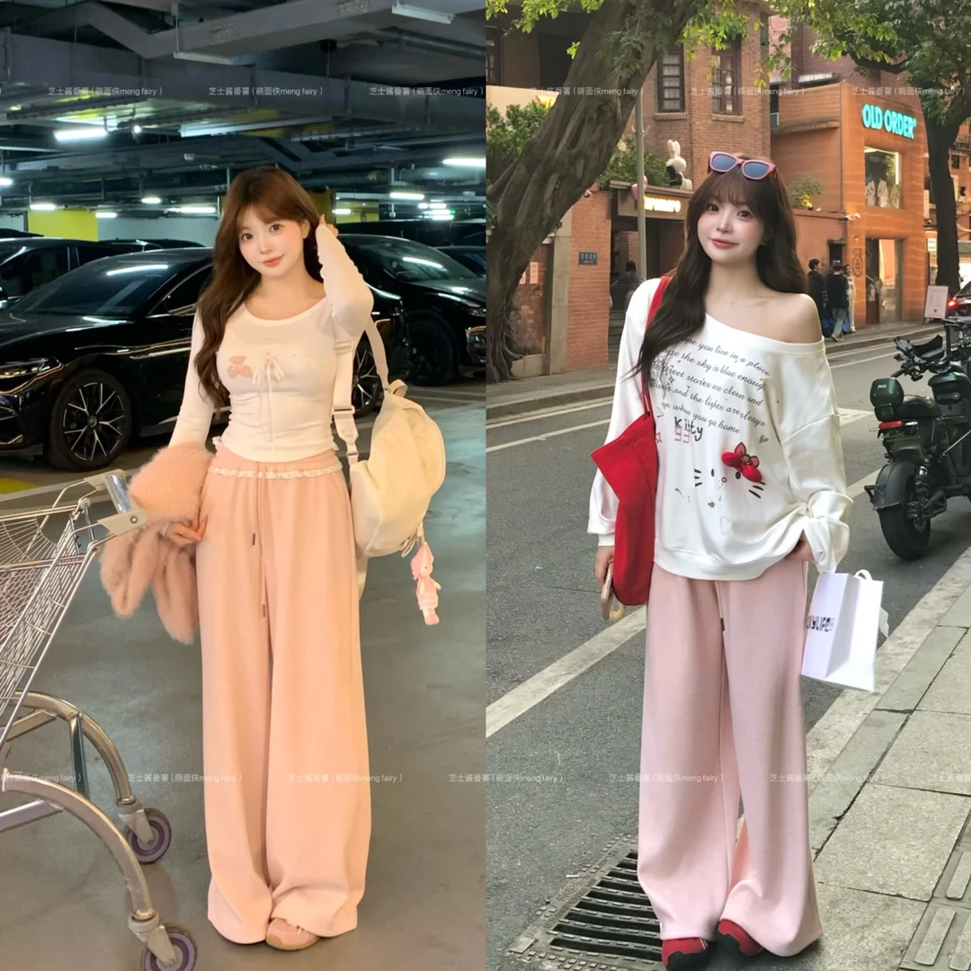 萌面侠芝士现货【慵懒日杂】棉质秋冬复合牛奶绒针织奶皮裤长裤6806