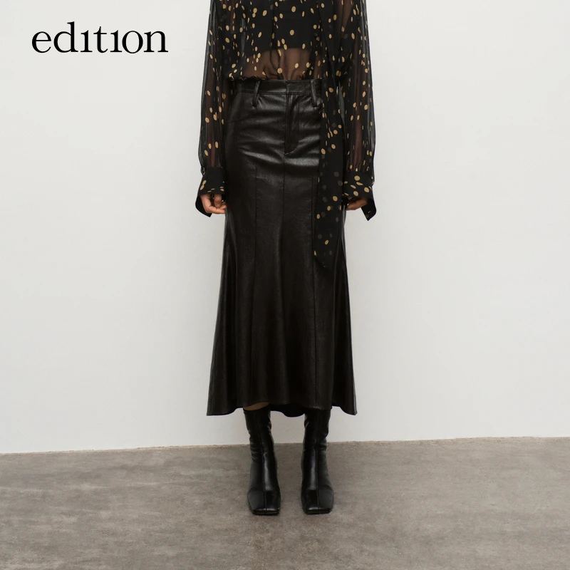 【新品首降】edition秋季款复古港风PU皮半裙#EBD3SKT024
