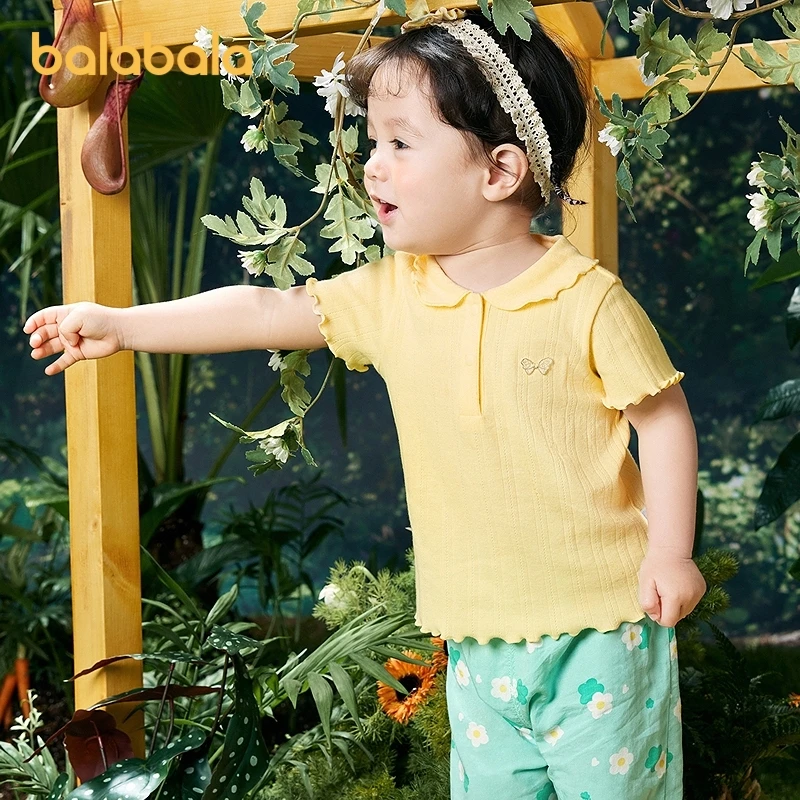 巴拉巴拉宝宝短袖t恤婴儿女童上衣2025新款夏装甜美时尚洋气文艺