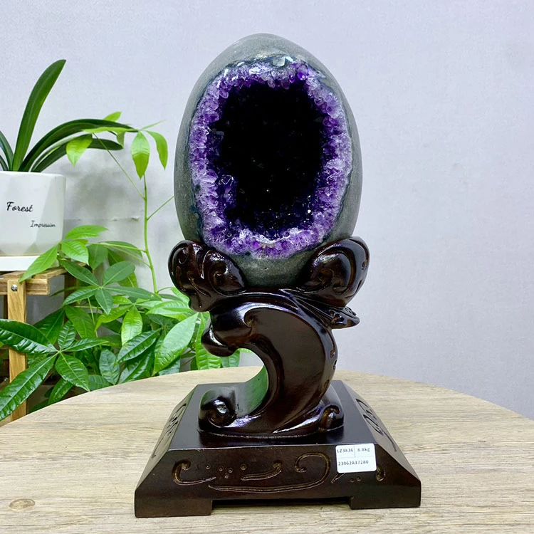 天然乌拉圭巴西紫晶洞聚宝盆钱袋子恐龙蛋紫晶簇开口笑