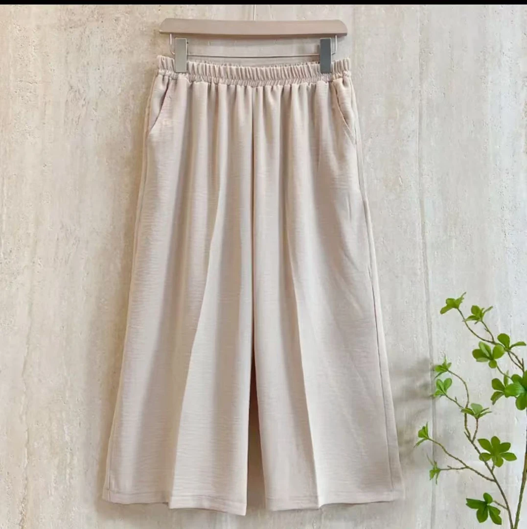 90-240斤夏季胖妈妈加肥休闲阔腿裤中老年高腰深裆八九分裤女