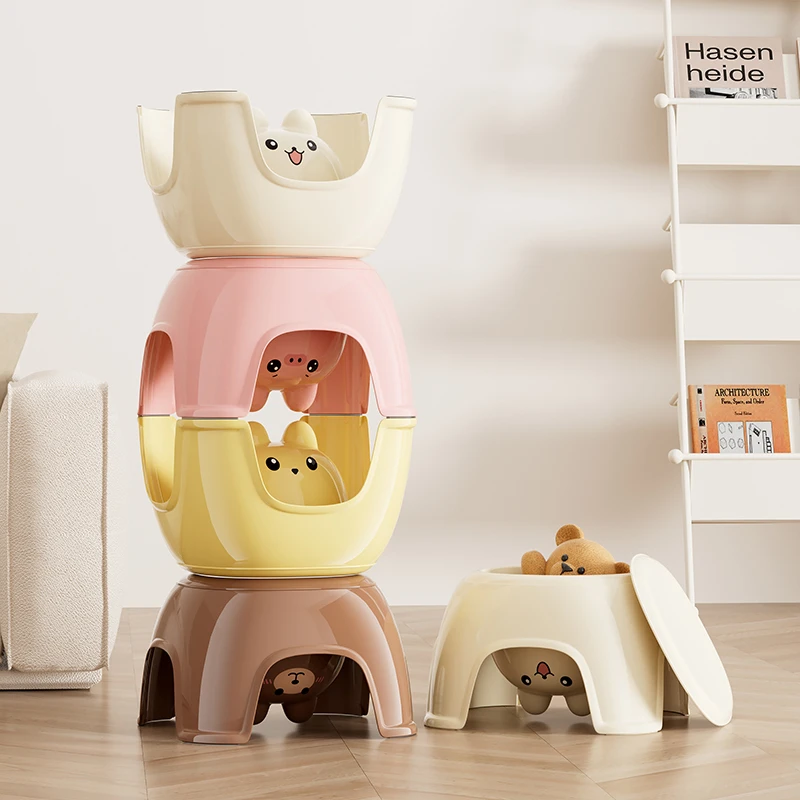 卡通偷瞄凳儿童玩具收纳凳子萌趣宝宝椅防滑凳加厚入户换鞋凳