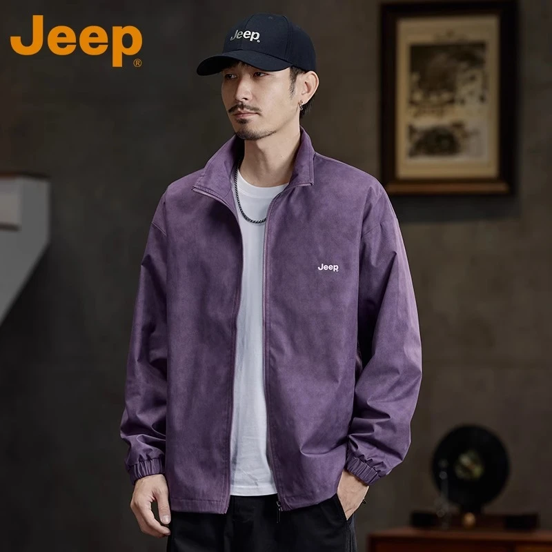 JEEP吉普春秋款夹克男士外套宽松大码上衣立领男装中青年休闲外套